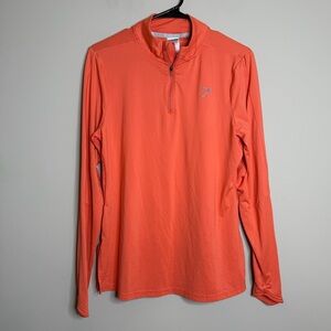 Gymshark Speed Quarter Zip-up Long Sleeve Top Orange Coral Size Medium